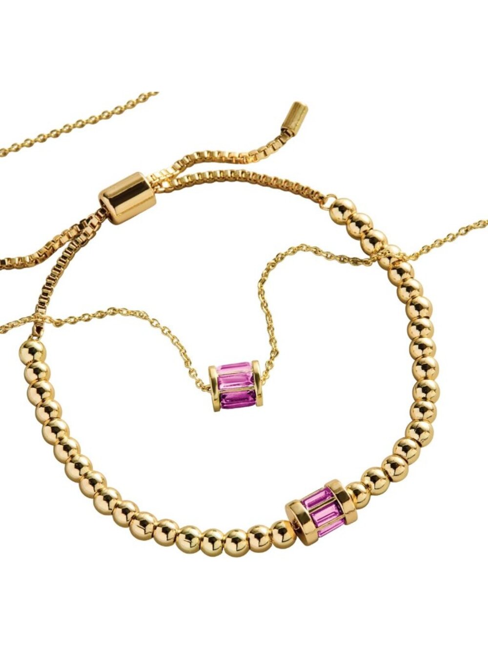 Elegant 2-Piece Gold Birthstone Bracelet & Pendant Necklace Set - Perfect Gift!